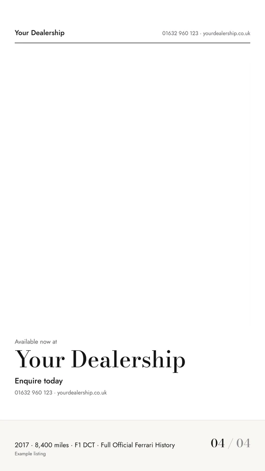 Layer 4: dealer details and call to action.