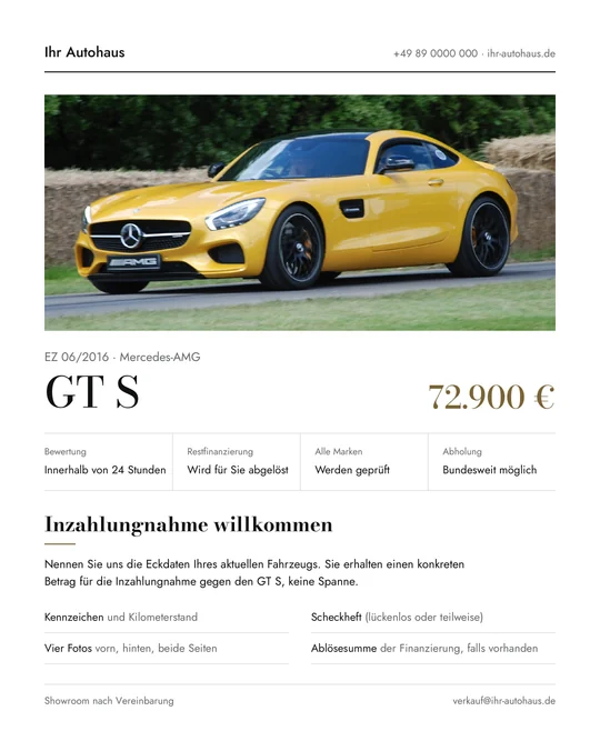 Part-exchange template, German edition (Inzahlungnahme).