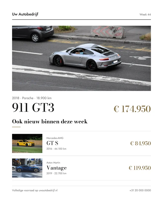 Weekly arrivals template, Dutch edition.